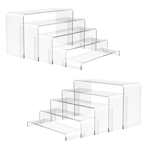 ANDGOO 10-Pack Acrylic Display Risers, Clear Stands for Cupcake Display - color: Clear, size: 10Pcs (7.6”L~8”L~8.4”L~8.8”L~9.2”L)