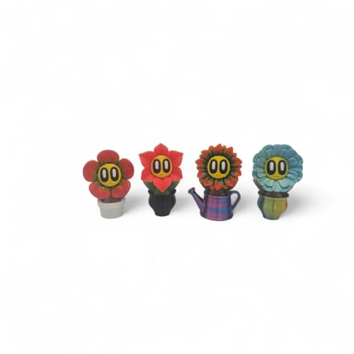 8-Pack Flower and Vase Pots – Unique Collectible Figurines – Includes 4 Vibrant Flowers with Matching Pots – Colorful Desk Display or Shelf Decor – Cute Miniature Plant Set
