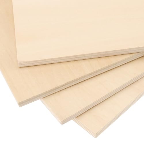 LEXININ 12 PCS 7.87 x 7.87 Inch Basswood Plywood Sheets, 1/4 Inch Unfinished Square Plywood Sheets Boards, 6mm Craft Wood Sheet for DIY Crafts, Painting, Drawing