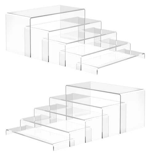 ANDGOO 10 Pack Large Acrylic Display Stands, 2 Set(10”L~11”L~12”L) - color: Clear, size: 10Pcs (10.8”L~11.2”L~11.6”L~12”L~12.4”L)