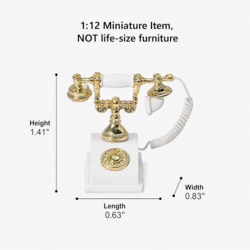 Dollhouse Miniatures 1 12 Scale Vintage Telephone Desk Accessories Decor - color: White