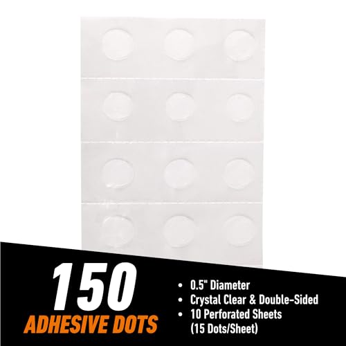 Gorilla Adhesive Dots, Double-Sided, Clear, 0.5" Diameter, 150 Pieces - size: 1 - Pack
