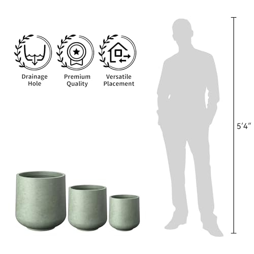 Kante Accent Round Curved Mint Green Concrete Planter 13" Dia, Outdoor - color: Mint Green, size: 11.6" D