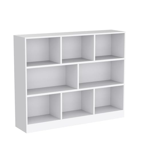 IOTXY Open Shelf Low Bookcase - Wooden 3-Tier Cube Bookshelf, Warm White - color: Warm White, size: 100CM Base