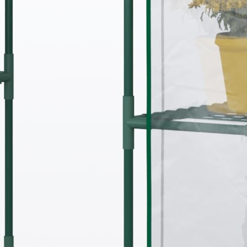 Outsunny 5' x 2.5' x 6.5' Mini Walk-in Greenhouse 3 Tier Shelves PVC Clear - color: Dark Green