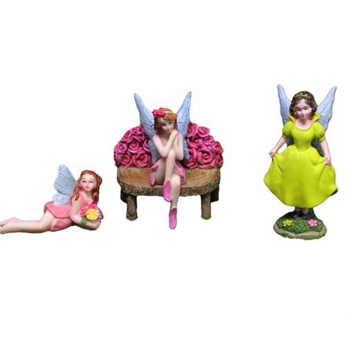 Miniature Garden Fairy Figurines Set, 4 Piece Fairy Garden Accessories with Flower Chair, Cute Fairies Gifts for Outdoor Fairy Garden Decor - style: Fairie Set of 4