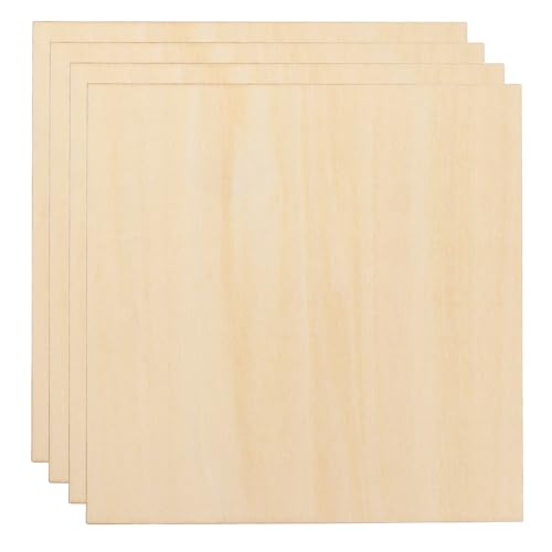 HARFINGTON 4pcs 3mm Basswood Plywood Sheet 6"x6"x1/8" Thin Plywood Board - size: 6"x6"x1/8"(3mm Thick)