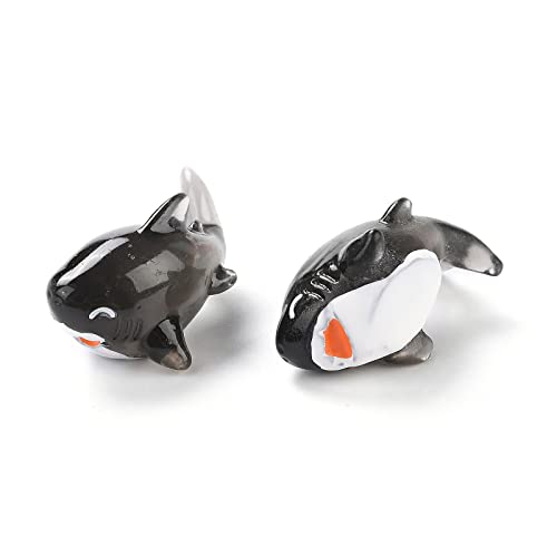 Stiesy 20 Pcs Miniature Black 3D Shark Resin Figures Realistic Marine Animal Decor for Micro Landscaping, Fairy Garden Accessories and DIY Craft Supplies - color: Black Shark-20pcs