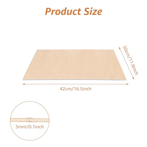 10Pcs 16 x 12 x 1/8 Inch Baltic Birch Plywood Sheets 3mm Unfinished Plywood Sheet for Arts and Crafts, Painting, Pyrography, Wood Engraving, Wood Burning, Laser, Architectural Models