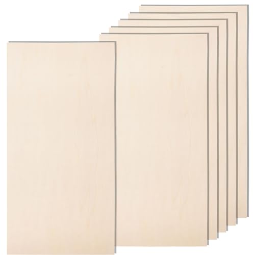 6 Pack 12 x 24 x 1/4 Inch-6mm Thick Basswood Sheets for Crafts Unfinished Plywood Sheets Rectangular Wood Panel Boards for DIY Laser Project, Wood Burning, Engraving, Architectural Models, Staining - size: 12 x 24 x 1/4 Inch
