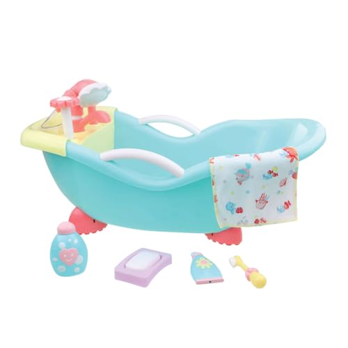 JC Toys - for Keeps Playtime! | Baby Doll Real Working Bath Set | Fits Dolls up to 16" | Shower and Faucet Really Work | Play Accessories | Ages 2+ - color: Blue/Pink Bath Set