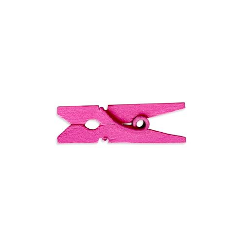 LWR CRAFTS Wooden Mini Clothespins 100 Per Pack 1" 2.5cm (Hot Pink) - color: Hot Pink
