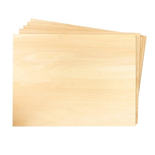 5 Pack Unfinished Basswood Sheet 12x16x3/16 Inch Thick Plywood Board Wooden Rectangle Panels for Lasercuting Burning DIY Crafts