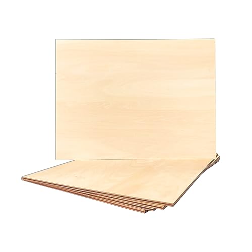 5 Pack Unfinished Basswood Sheet 12x16x3/16 Inch Thick Plywood Board Wooden Rectangle Panels for Lasercuting Burning DIY Crafts