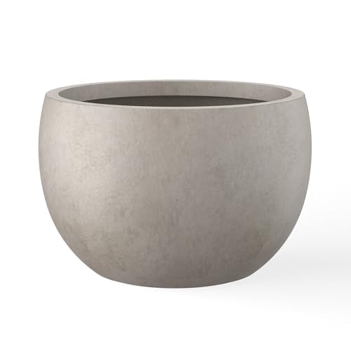 Kante Accent Round Bowl Weathered Concrete Planter 14.8" Dia, Outdoor - color: Weathered Concrete, size: 15.7" d