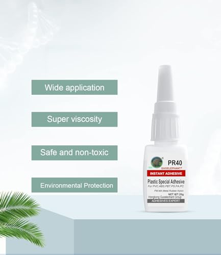 Super Glue for Plastic, Instantly Strong Adhesive for Vinyl, Acrylic, Model, Miniature, PVC, ABS, PBT, PS, PA, PC, PM, MA, Nylon - Clear, Waterproof, Heat-Resistant