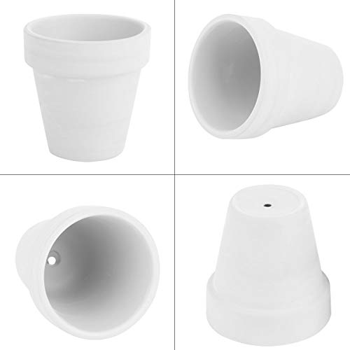 FCFKUK 24pcs Small Mini Clay Pots, 2.5'' Terracotta Pot Clay Ceramic Pottery Planter, Cactus Flower Terra Cotta Pots, Succulents Nursery Pots, with Drainage Hole, for Indoor/Outdoor - color: White