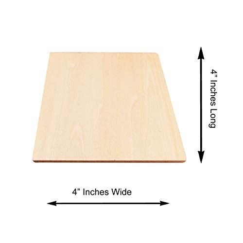 50 Pack Unfinished Wood Squares 4"x4"x1/8" Blank Thin Basswood Sheets for Laser Project Crafts