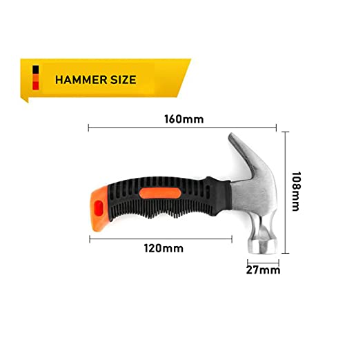 Picture Hanging Kit, cSeao 415 Pieces Hardware Nail Assortment Kit & 8oz Claw Hammer,Mini Hammer with Anti-Slip Handle,Common Nails, Wood Nails, Picture Hanging Nails, Wall Nails for Hanging - size: Nails Assortment with Hammer