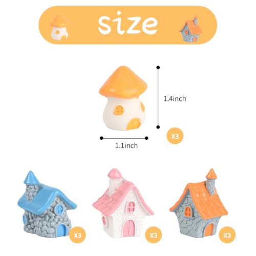 Miniature Fairy Garden Houses, 12Pcs Resin Mini Cottage Figurines