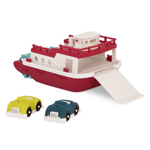 Battat Wonder Wheels Bath Toy Ferry Boat with 2 Cars, Floating Play, Trucks - style: Ferry Boat