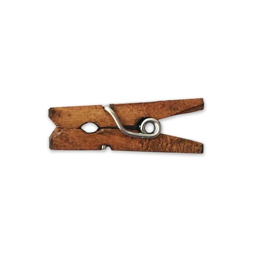 LWR CRAFTS Wooden Mini Clothespins 100 Per Pack 1" 2.5cm (Jacobean) - color: Jacobean
