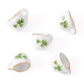 5Pcs Clover Pattern Handmade Porcelain Mini Teacup White Miniature Ceramics Tea Cups Cute Tiny Drink Beverage Dollhouse Kitchen Accessories for Necklaces Keychain Earring Jewelry Making - color: White With Clover
