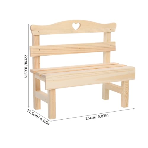 Toyvian Mini Wooden Bench Decorative Pine Photo Prop for Dollhouse Furniture Miniature Garden Bench for Porch Shelf Windowsill Desk and Landscape Display