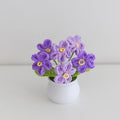 Crochet Flowers Cute Potted Flower, Handmade Knitting Myosotis Flower - color: Gradient Purple