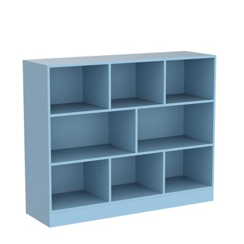 IOTXY Open Shelf Low Bookcase - Wooden 3-Tier Cube Bookshelf, Bright Blue - color: Bright Blue, size: 100CM Base
