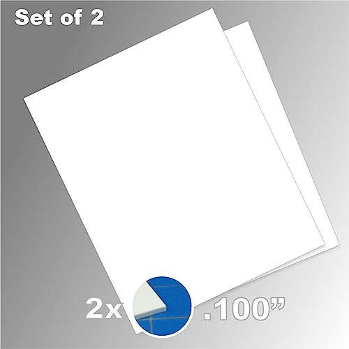 LITKO Plasticard Styrene Sheets | .100" Modeling Plastic | White | 2 Pack - size: .100 Inch