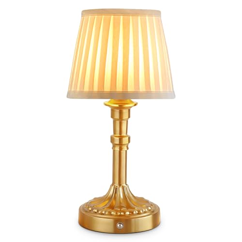 Mr.White Rechargeable Cordless Table Lamp with Fabric Shade, 5200mAh Battery Operated LED Table Light, for Restaurant Kitchen Patio Dinner Dining (Bronze) - color: 12.4" Bronze (1 Pack)