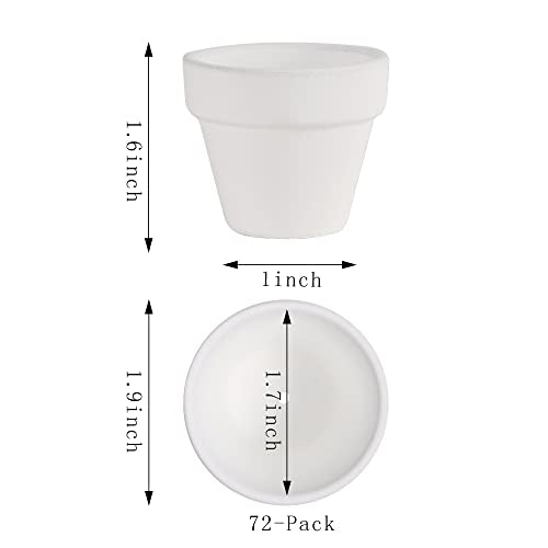 Yishang 1.9 Inch Tiny White Terracotta Pots Pack of 72-Small Mini White Clay Pots with Drainage Holes Flower Nursery Terra Cotta Planter for Tiny Cactus,Herb,Succulent Plants,Crafts - color: White