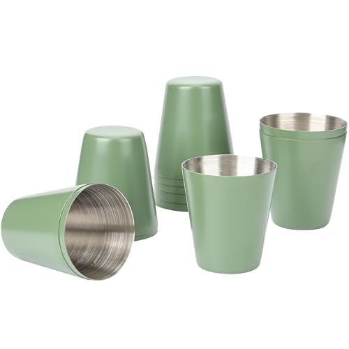 12 Pack Metal Shot Glasses 1oz Green Shot Glasses pool Shot Glass Set Of 12 Sage Green Cups Stainless Steel Shot Glasses Small For Bar Party Cocktail Restaurant Barware Gift (1.5 Inch) - color: Sage Green