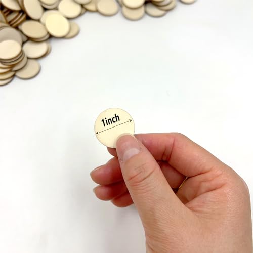 300 Pcs Unfinished Wood Circle Round Disc Blank Natural Wooden Cutout Ornaments for Decoration DIY Craft Art Supplies (Round 1 x 1 x 0.12 inches) - color: Round 1 x 1 x 0.12 inches