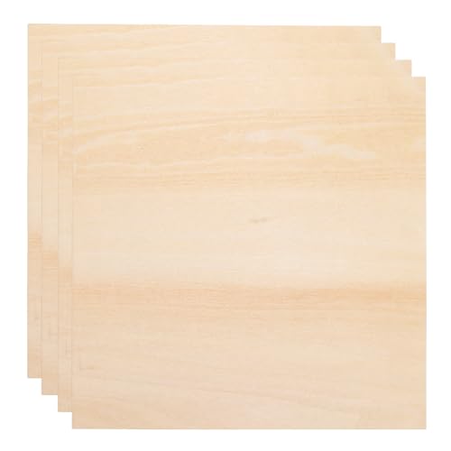 HARFINGTON 4pcs 3mm Basswood Plywood Sheet 8"x8"x1/8" Thin Plywood Board - size: 8"x8"x1/8"(3mm Thick)