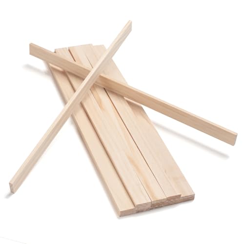 Wooden Dowels for Crafts, Wood Strips Trim Wood Slats Planks for Wall 1/4" × 1" × 17.5", 15 PCS Dowel Rods Wooden Sticks for Crafts, Unfinished Hardwood Sticks Flat Lumber Boards for Woodworking - size: 1/4x1x17.5 in - 15PCS