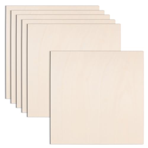 AWIZOM 6 Pack Basswood Sheets for Crafts-24 x 24 x 1/8 Inch- 3mm Thick Plywood Sheets with Smooth Surfaces Unfinished Wood Boards for Laser Cutting, Wood Burning, Architectural Models, Staining - size: 24 x 24 x 1/8 Inch
