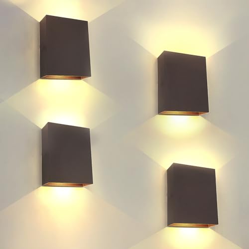KICAAO LED Wall Sconces 4 Pack, 12W Wall Light, Black Warm Light 3000K - color: Black Warm Light 3000K-4PCS