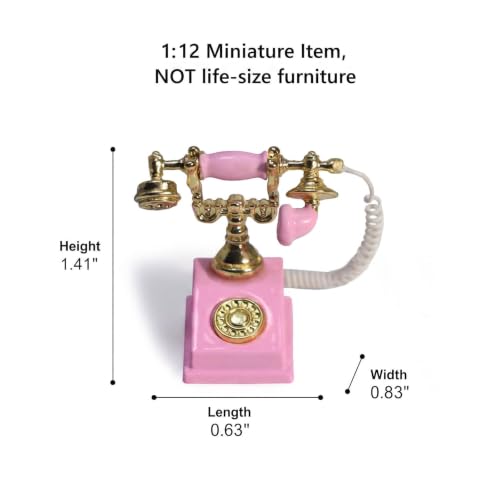 Dollhouse Miniatures 1 12 Scale Vintage Telephone Desk Accessories Decor - color: Pink