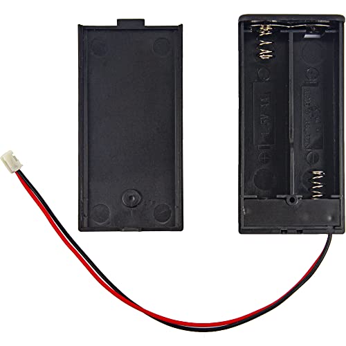 whiteeeen 2pcs with Switch and Cover Black Plastic 2 x 1.5V AA Battery Box Case Cell Holder with ph2.0 PH 2.0mm Connector