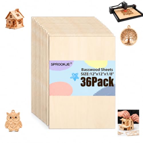 Basswood Sheets 12"x12"x1/8", 36 Pack - color: 36 Pack, size: 12"x12"