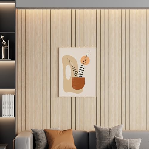 Arthome Peel and Stick Slat Wall Panels 15.7 "x240,Self-Adhesive PVC Wood Grain Wallpaper Panel,3D Thick Faux Soundproof Backsplash Accent Wall Tile for Walls & Furniture (Beige- Coverage 26 Sq.ft) - color: Beige, size: 15.7" x 240"