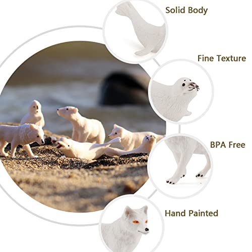 EOIVSH 18PCS Arctic Animal Figures, Realistic Polar Animal Toys Figurines for Kids Toddlers, Plastic Ocean Sea Creatures Figures with Arctic Fox Wolf Snowy Owl Polar Bear Reindeer Bluga Whale - style: 18 PCS