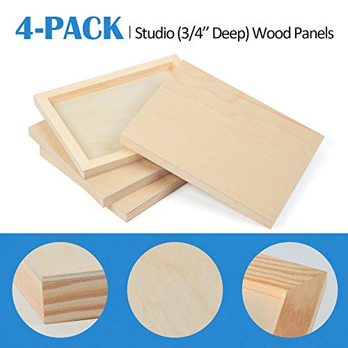 Falling in Art 4 Pack 8x10’’ Unfinished Birch Wood Panels Kit for Painting - size: 8'' x 10'' Studio