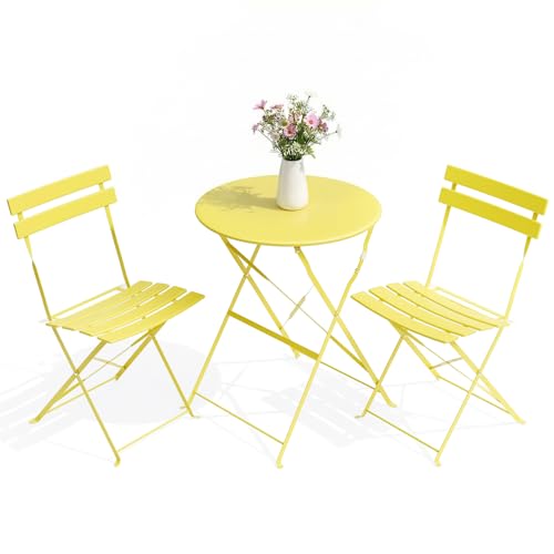 LIFERUN 3-Piece Folding Bistro Set Outdoor, Patio Table and Chairs Set of 2