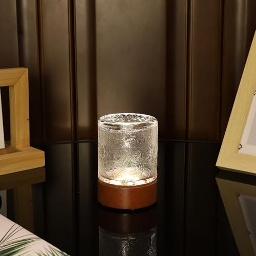 Small Battery Operated Light with Timer,Adult Night Lights for Bedroom,Mini Lamp for Lndoor Use in Bathroom, Hallway,Glass Light Lamp (Transparent) - color: Transparent