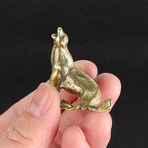 3Pcs Vintage Solid Brass Miniature Animal Figurine Desk Animal Ornament for Pet Enthusiasts Exquisite Collectible and Home Décor Accent (Sea Lion+ Dolphin +Seal) - color: Sea Lion+ Dolphin +Seal