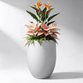 Kante Modern Home Minimalist 21.7" Tall White Concrete Bullet Planter - color: Snow White