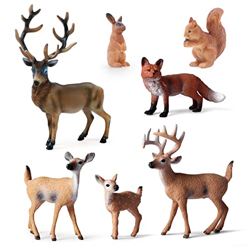 SIENON 7Pcs Mini Forest Animals Figures Baby Woodland Toys - color: 7pack